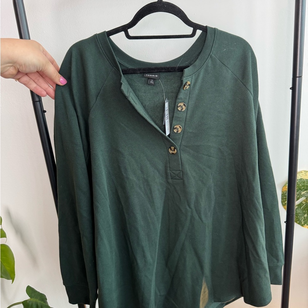 Torrid Green Button-Up Women's Top